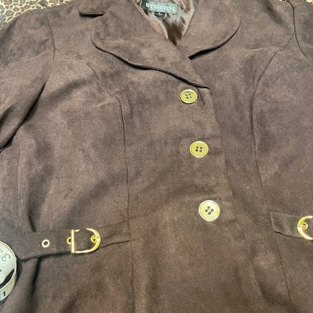 Y2k Studio 1 Brown Faux Suede Blazer Top